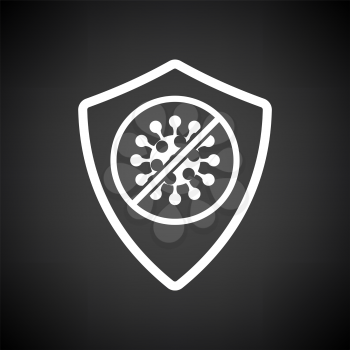 Shield From Coronavirus Icon. White on Black Background. Vector Illustration.