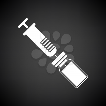 Covid Vaccine Icon. White on Black Background. Vector Illustration.