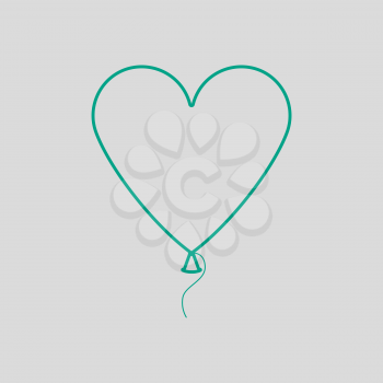 Heart Shape Balloon Icon. Green on Gray Background. Vector Illustration.