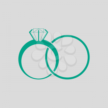 Wedding Rings Icon. Green on Gray Background. Vector Illustration.