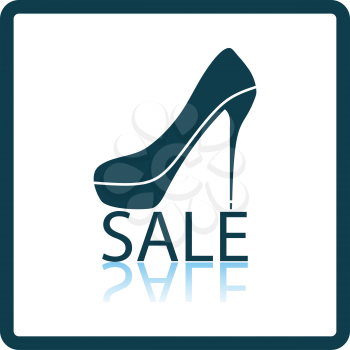 High Heel Shoe On Sale Sign Icon. Square Shadow Reflection Design. Vector Illustration.