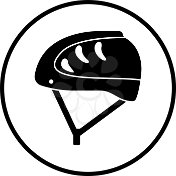 Climbing Helmet Icon. Thin Circle Stencil Design. Vector Illustration.