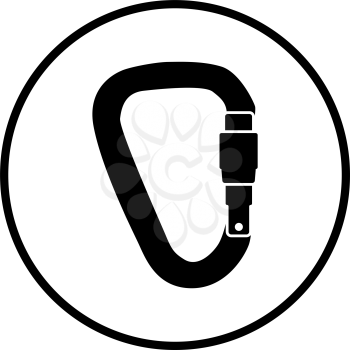 Alpinist Carabine Icon. Thin Circle Stencil Design. Vector Illustration.