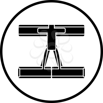 Alpinist Belay Belt Icon. Thin Circle Stencil Design. Vector Illustration.
