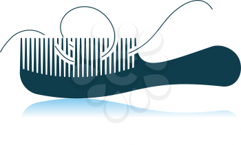 Hair In Comb Icon. Shadow Reflection Design. Vector Illustration.