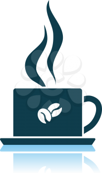Smoking Cofee Cup Icon. Shadow Reflection Design. Vector Illustration.