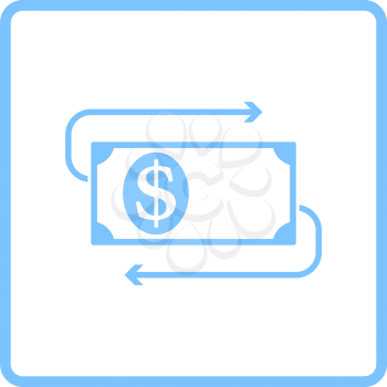 Cash Back Dollar Banknote Icon. Blue Frame Design. Vector Illustration.