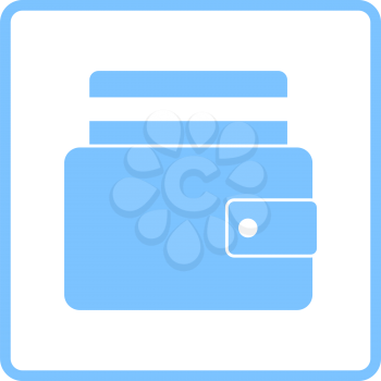 Credit Card Get Out From Purse Icon. Blue Frame Design. Vector Illustration.