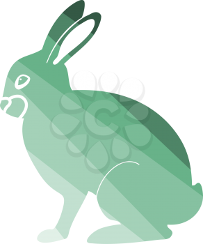 Easter Rabbit Icon. Flat Color Ladder Design. Vector Illustration.