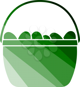 Easter Basket With Eggs Icon. Flat Color Ladder Design. Vector Illustration.