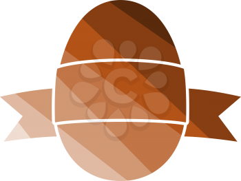 Easter Egg With Ribbon Icon. Flat Color Ladder Design. Vector Illustration.