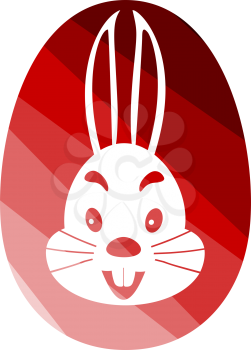 Easter Egg With Rabbit Icon. Flat Color Ladder Design. Vector Illustration.