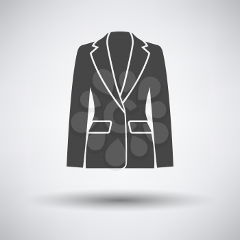 Business Woman Suit Icon. Dark Gray on Gray Background With Round Shadow. Vector Illustration.