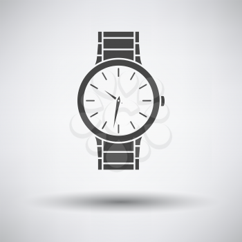 Business Woman Watch Icon. Dark Gray on Gray Background With Round Shadow. Vector Illustration.