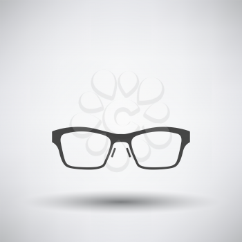 Business Woman Glasses Icon. Dark Gray on Gray Background With Round Shadow. Vector Illustration.