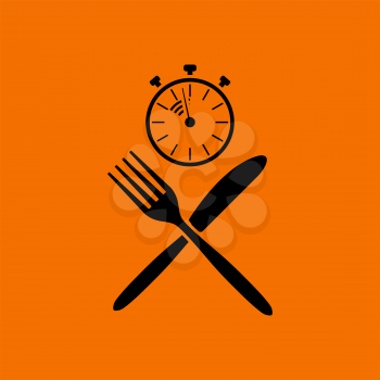 Fast Lunch Icon. Black on Orange Background. Vector Illustration.