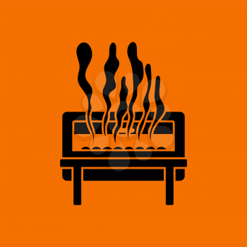 Chafing Dish Icon. Black on Orange Background. Vector Illustration.