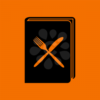 Menu Book Icon. Black on Orange Background. Vector Illustration.