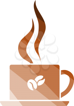 Smoking Cofee Cup Icon. Flat Color Ladder Design. Vector Illustration.