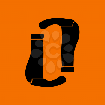 Bike Grips Icon. Black on Orange Background. Vector Illustration.