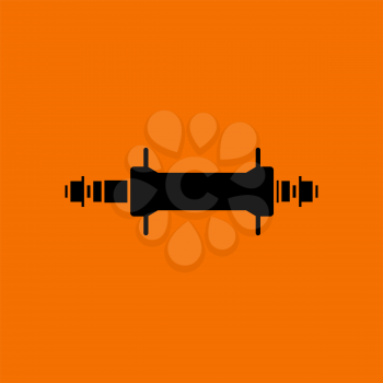 Bike Hub Icon. Black on Orange Background. Vector Illustration.