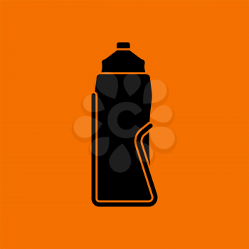 Bike Bottle Cages Icon. Black on Orange Background. Vector Illustration.