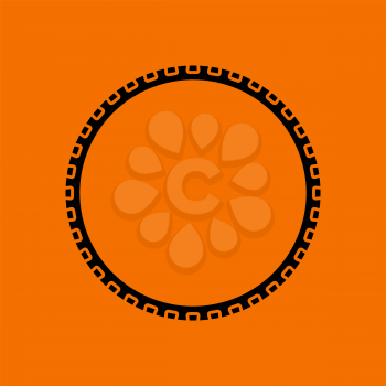 Bike Tyre Icon. Black on Orange Background. Vector Illustration.