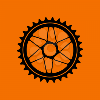 Bike Gear Star Icon. Black on Orange Background. Vector Illustration.