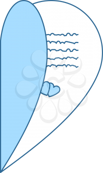 Valentine Day Card Icon. Thin Line With Blue Fill Design. Vector Illustration.