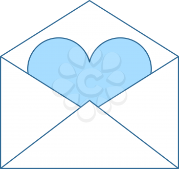 Valentine Envelop With Heart Icon. Thin Line With Blue Fill Design. Vector Illustration.