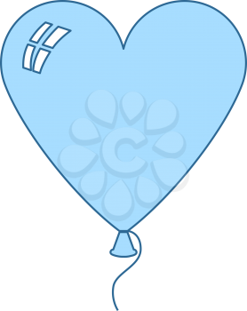 Heart Shape Balloon Icon. Thin Line With Blue Fill Design. Vector Illustration.