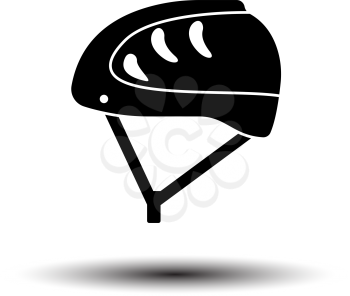 Climbing Helmet Icon. Black on White Background With Shadow. Vector Illustration.