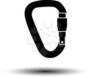 Alpinist Carabine Icon. Black on White Background With Shadow. Vector Illustration.
