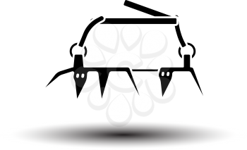 Alpinist Crampon Icon. Black on White Background With Shadow. Vector Illustration.