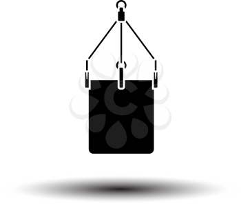 Alpinist Bucket Icon. Black on White Background With Shadow. Vector Illustration.