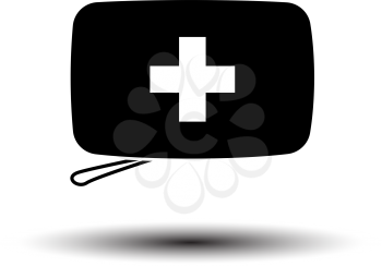 Alpinist First Aid Kit Icon. Black on White Background With Shadow. Vector Illustration.