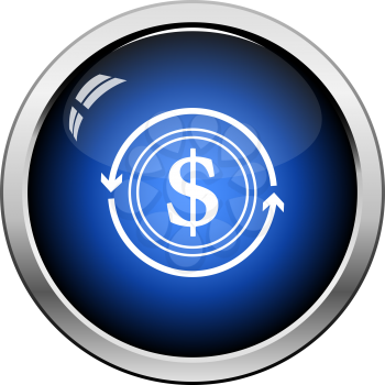Cash Back Coin Icon. Glossy Button Design. Vector Illustration.