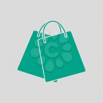 Two Shopping Bags Icon. Green on Gray Background. Vector Illustration.