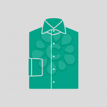 Folded Shirt Icon. Green on Gray Background. Vector Illustration.