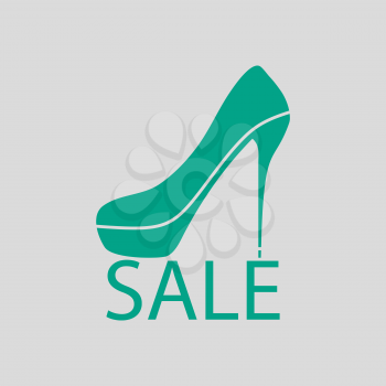 High Heel Shoe On Sale Sign Icon. Green on Gray Background. Vector Illustration.