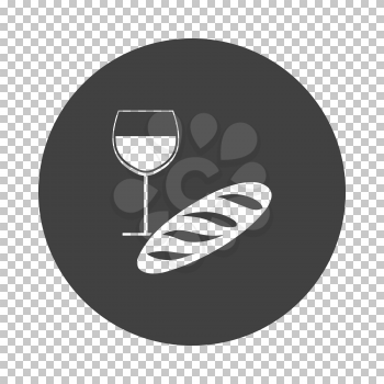 Easter Wine And Bread Icon. Subtract Stencil Design on Tranparency Grid. Vector Illustration.