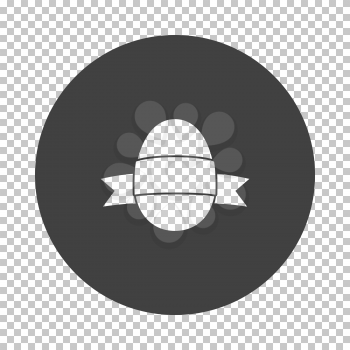 Easter Egg With Ribbon Icon. Subtract Stencil Design on Tranparency Grid. Vector Illustration.