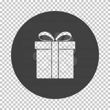 Gift Box Icon. Subtract Stencil Design on Tranparency Grid. Vector Illustration.