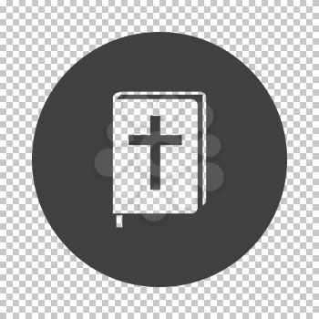 Holly Bible Icon. Subtract Stencil Design on Tranparency Grid. Vector Illustration.