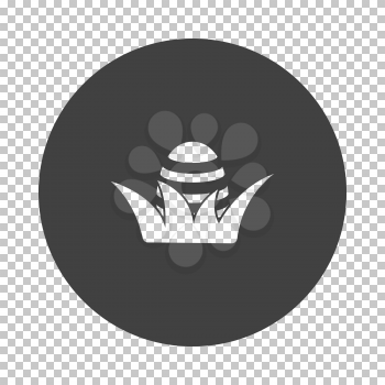 Easter Egg In Grass Icon. Subtract Stencil Design on Tranparency Grid. Vector Illustration.