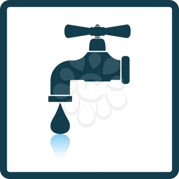 Icon of  pipe with valve. Shadow reflection design. Vector illustration.