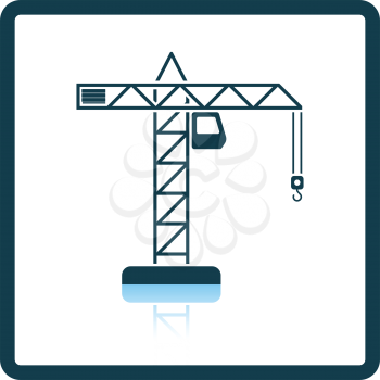 Icon of crane. Shadow reflection design. Vector illustration.