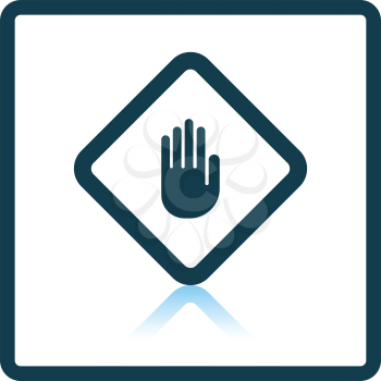 Icon of Warning hand. Shadow reflection design. Vector illustration.