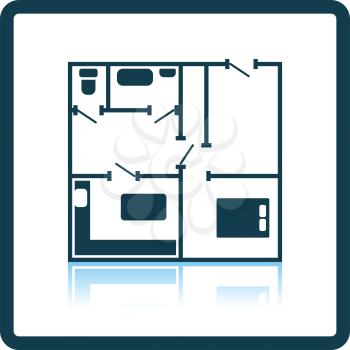Icon of apartment plan. Shadow reflection design. Vector illustration.