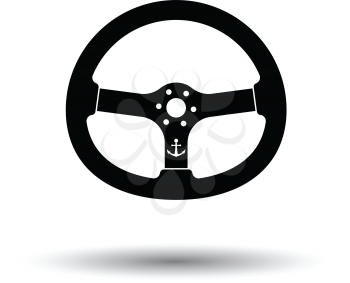 Icon of  steering wheel . White background with shadow design. Vector illustration.
